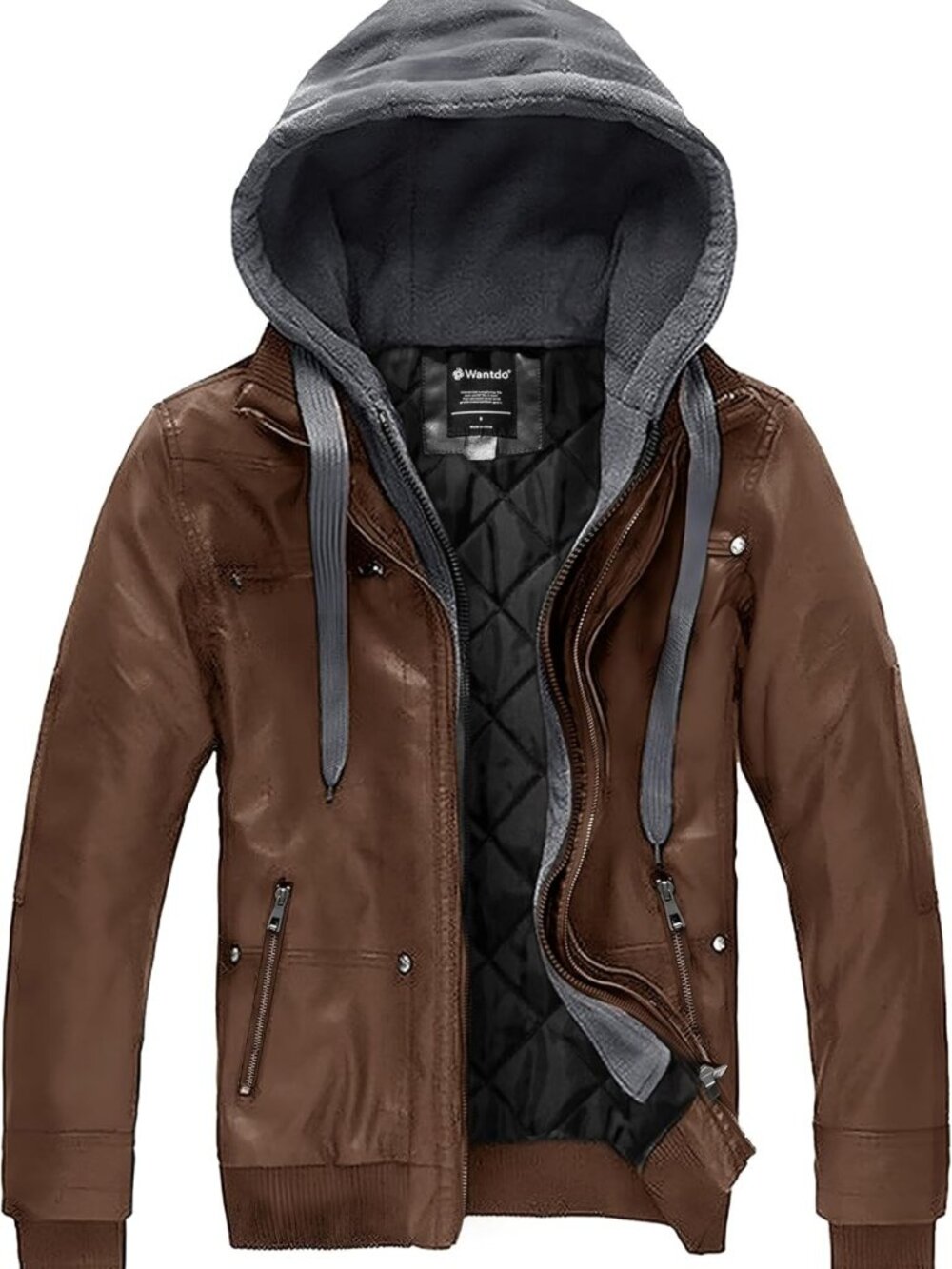 Stylish Men's Faux Leather Motorcycle Jacket with Removable Hood - Perfect for